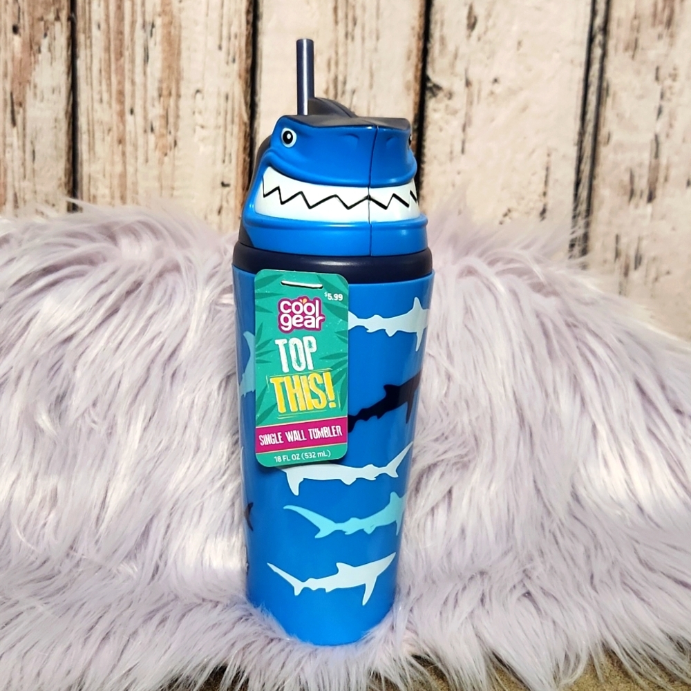 NWT Shark Tumbler Cup with Straw